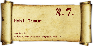 Mahl Timur névjegykártya